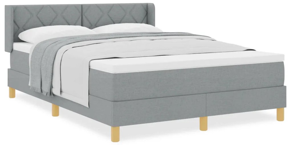 Boxspring Ágy Matraccal Világosszürkében, 140 x 200 cm, Szövet.