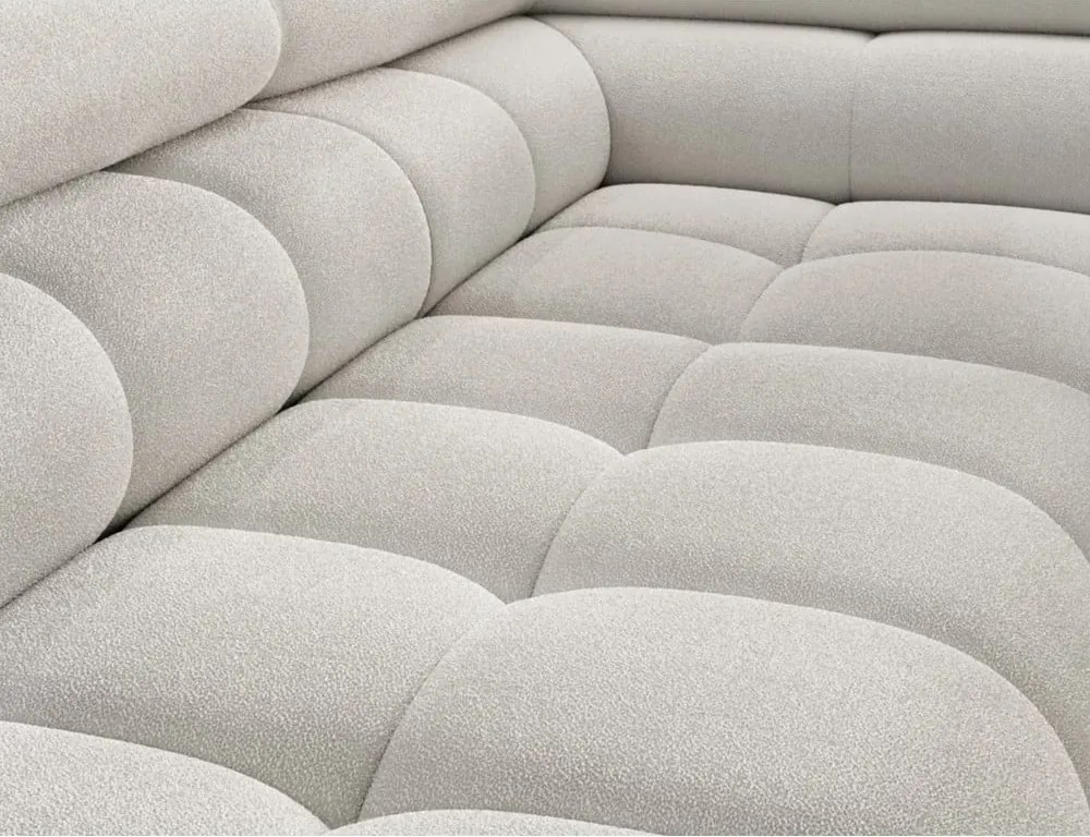 Krémszínű buklé kinyitható-tárolóhelyes sarokkanapé (jobb oldali-L alakú) Ferucce – ELTAP