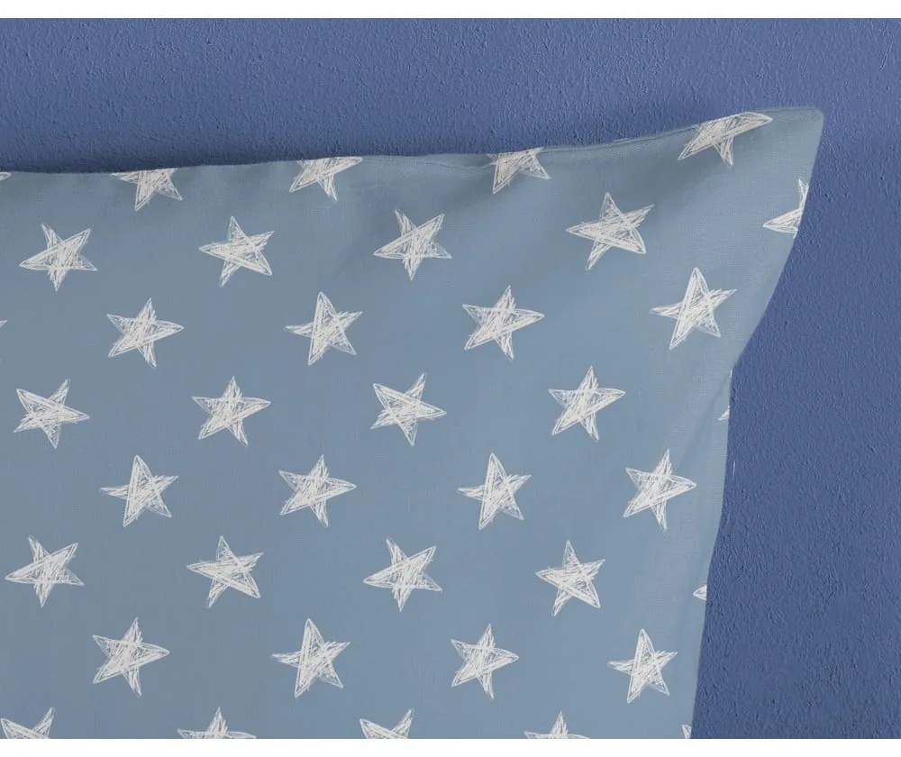 Kék-bézs egyszemélyes pamut gyerek ágyneműhuzat 140x200 cm Robo – Good Morning