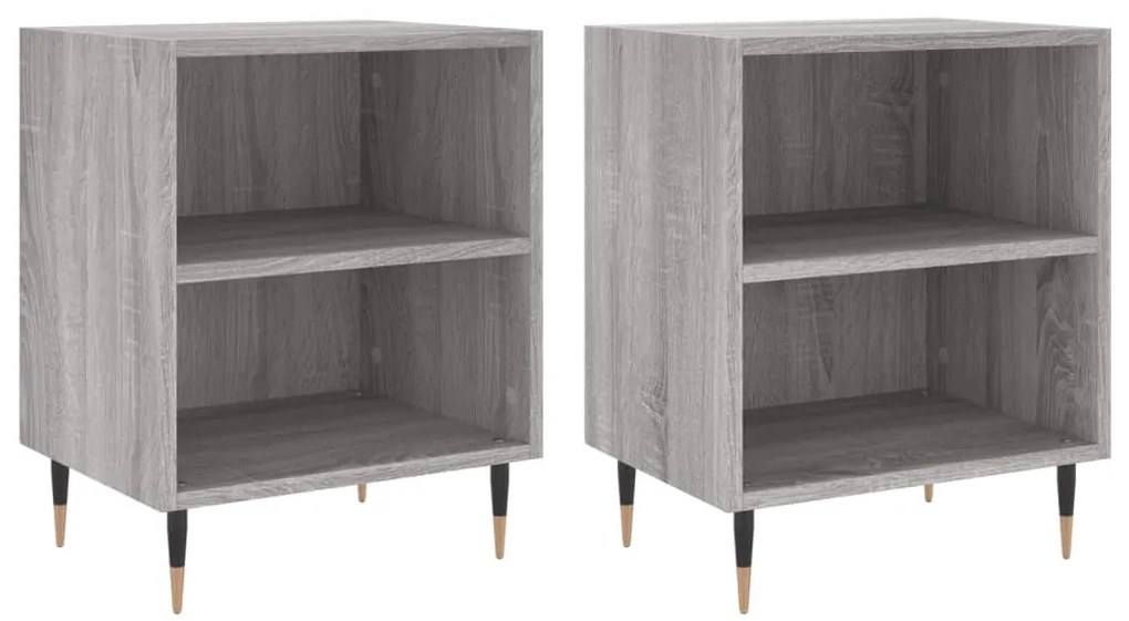 2 db szürke-sonoma színű szerelt fa éjjeliszekrény 40x30x50 cm