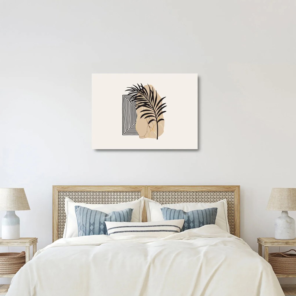 Üveg kép - Absztrakció trópusi levelekkel N⁰3 (70x50 cm)