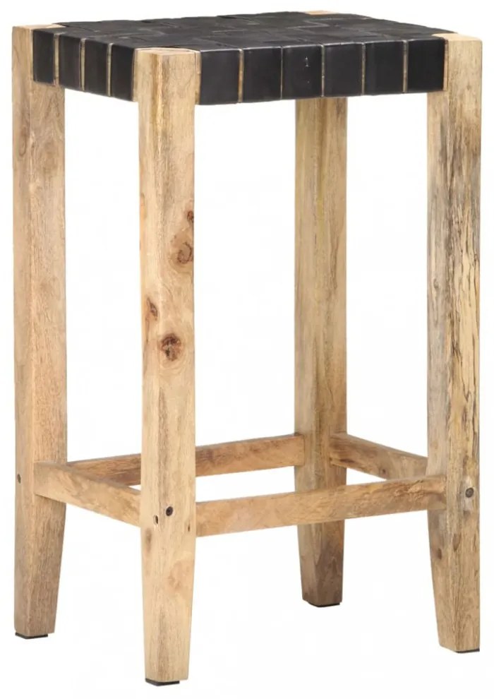 2 db fekete valódi bőr bárszék 75 cm