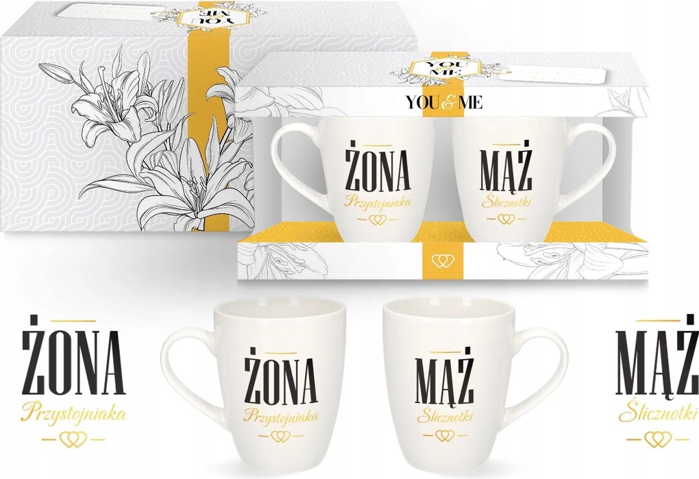 Esküvői bögre szett A jóképű feleség Férj csinos ajándék 300ml