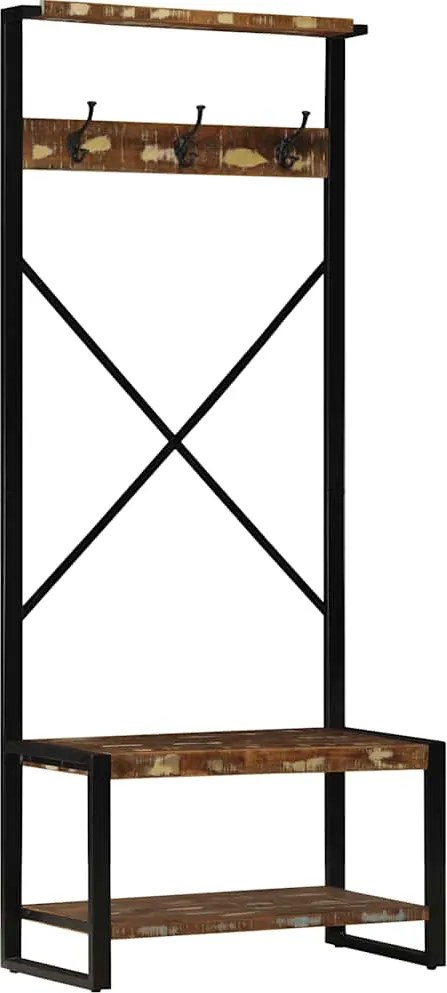 vidaXL tömör újrahasznosított fa ruhatartó állvány 80x40x190 cm