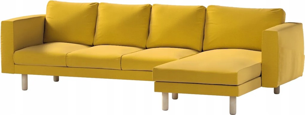 Dekoria Norsborg 4 személyes kanapé huzat Ikea sezlonnal sárga
