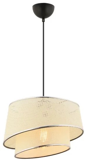 Kábelcsillár BARETTE 1xE27/60W/230V krémszínű/fényes króm