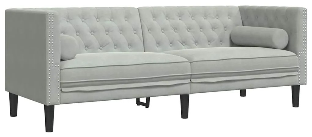 Chesterfield kanapé Világosszürke 194 x 74.5 x 70.5 cm Bársony