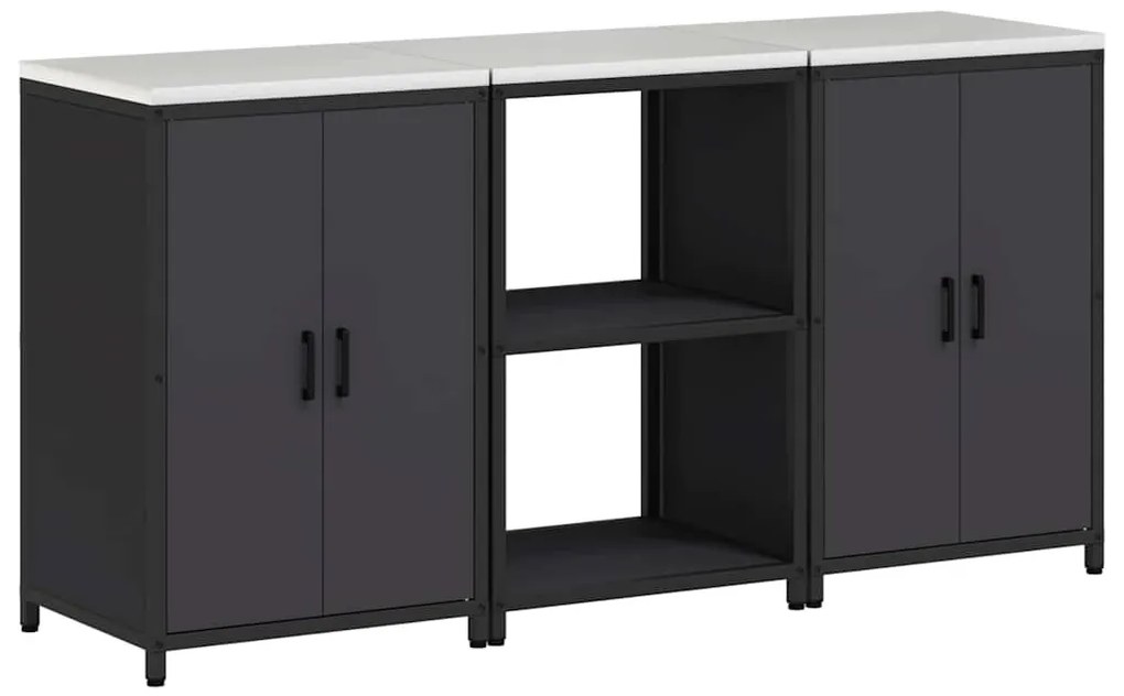 Konyhai Tároló Készlet polcokkal 3 pcs Fekete 180 x 50 x 92 cm