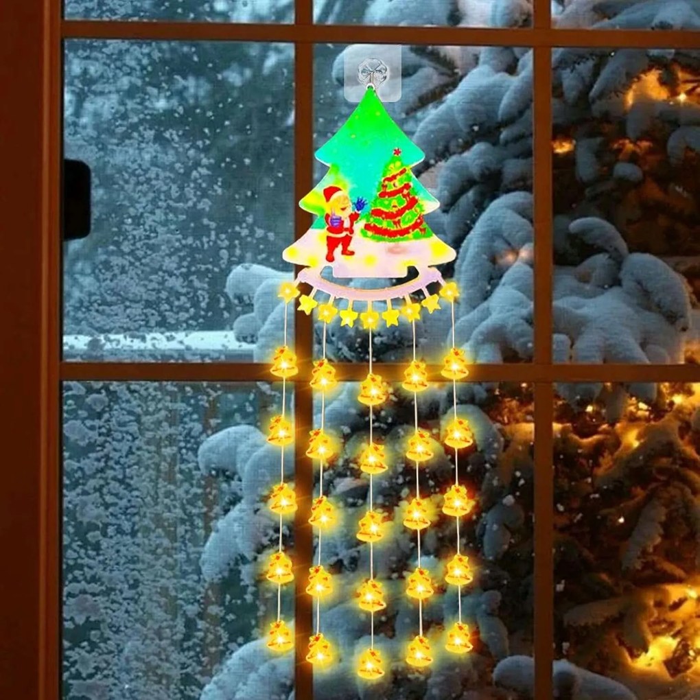 LED-es karácsonyi ablak lámpák beltéri elemes karácsonyfa motívum