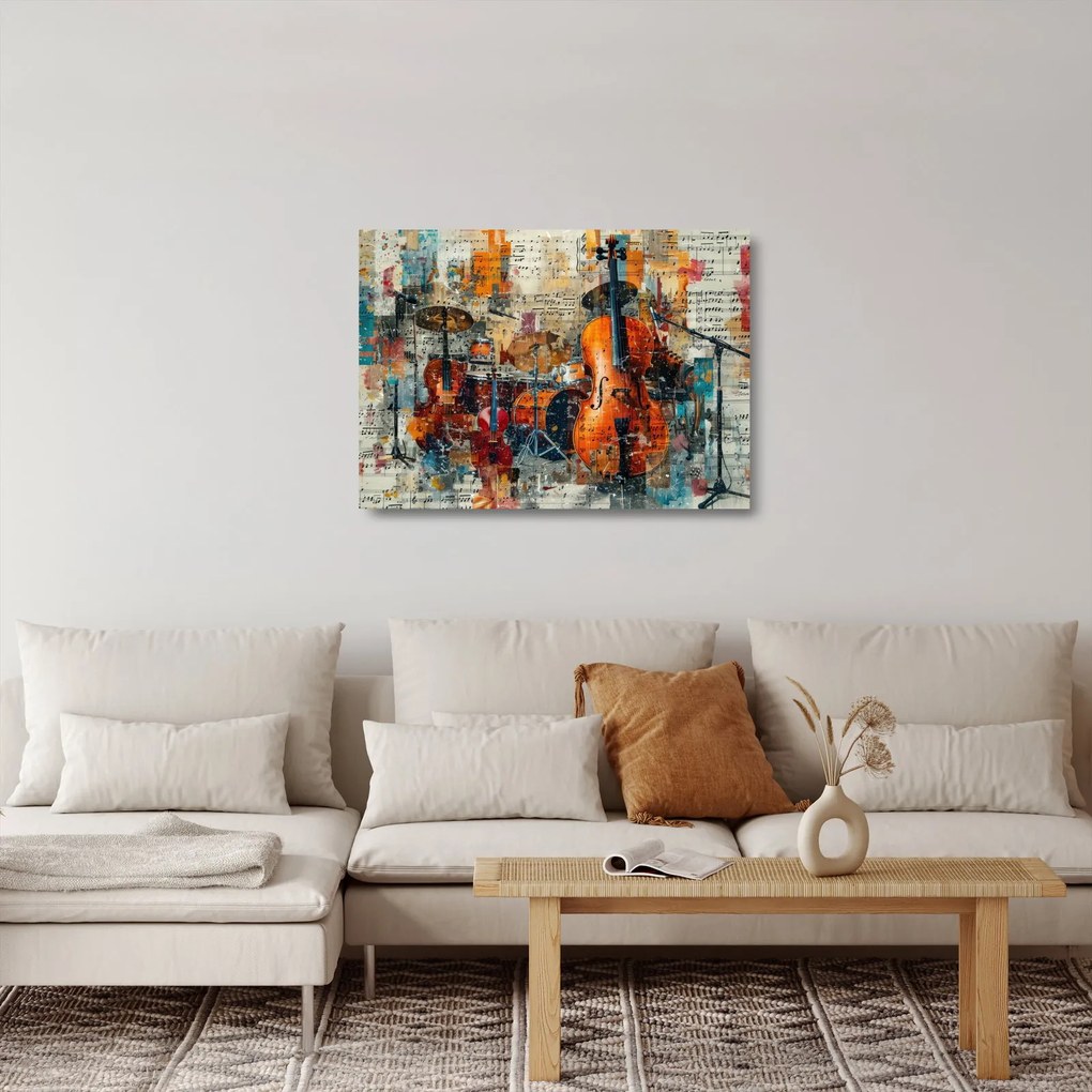Üveg kép - Hangszerek (70x50 cm)