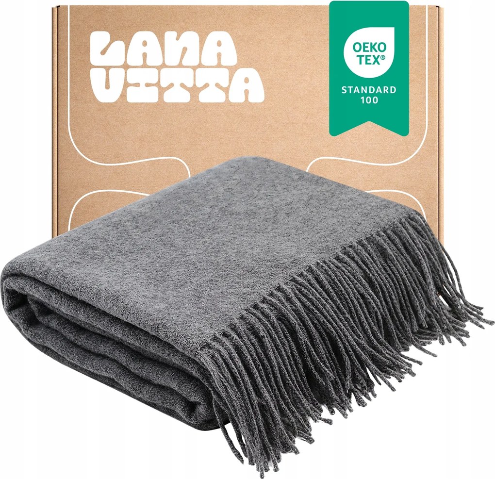 Gyapjú takaró Meleg "Melanz" 100% Új-zélandi gyapjú Szürke 140x200 cm