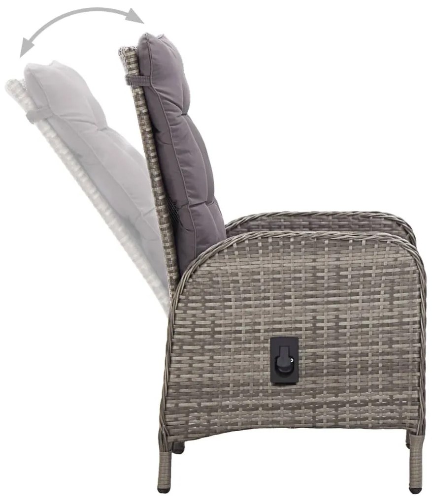 3 részes szürke polyrattan kerti bisztrószett