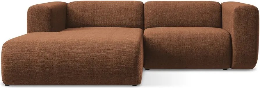 Terrakotta színű sarokkanapé (bal oldali-heverő résszel) Ekahi – Makamii