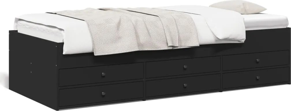vidaXL fekete kanapéágy fiókkal matrac nélkül 90x190 cm