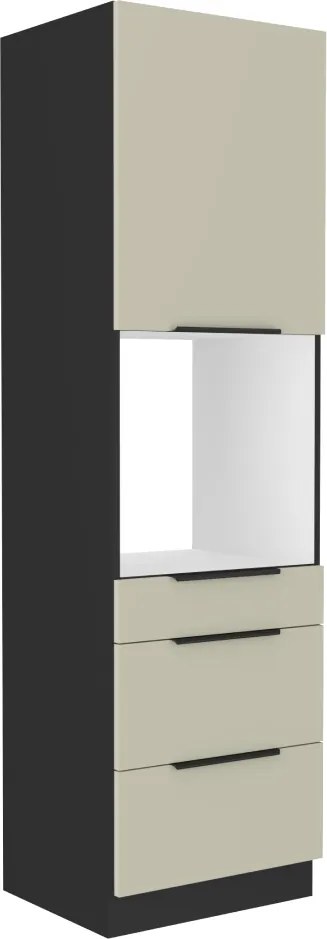 Magas szekrény beépített sütőhöz, kasmír/fekete, ARAKA 60 DPS-210 3S1F