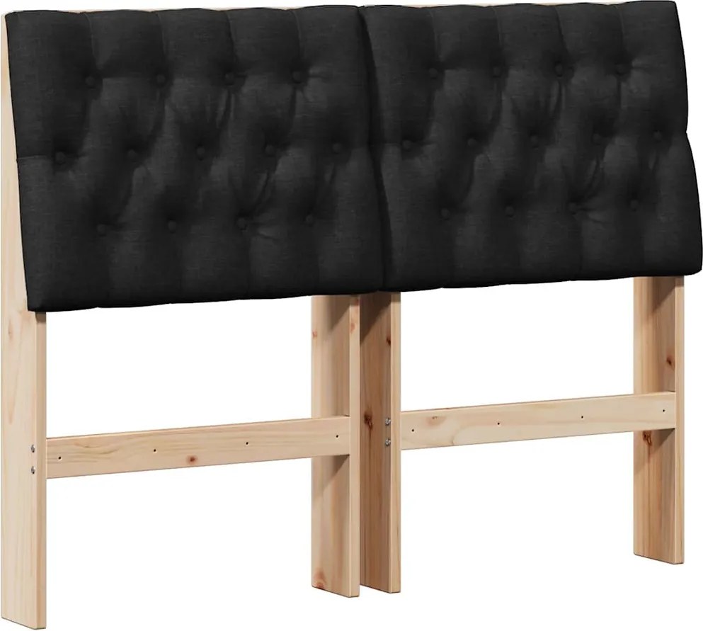 vidaXL Kárpitozott fejtámla Fekete 120 cm Tömör fenyőfa
