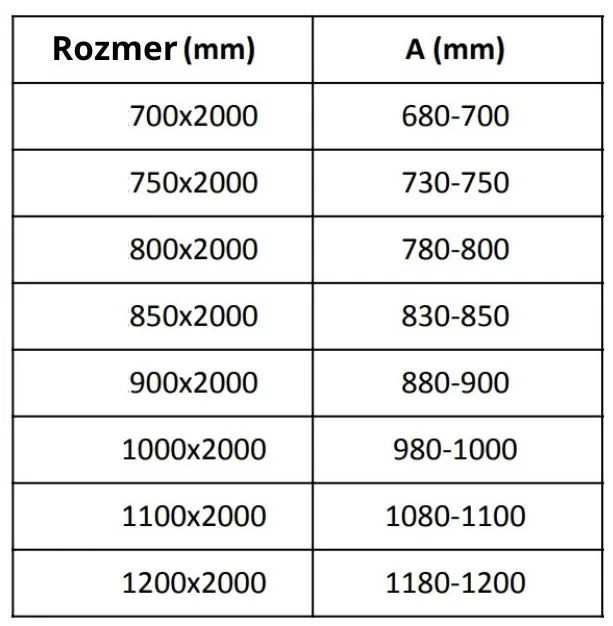 Mexen Velar, üvegfal a zuhanykabinhoz 100x200 cm, 8 mm-es matt üveg, 870-100-000-00-30