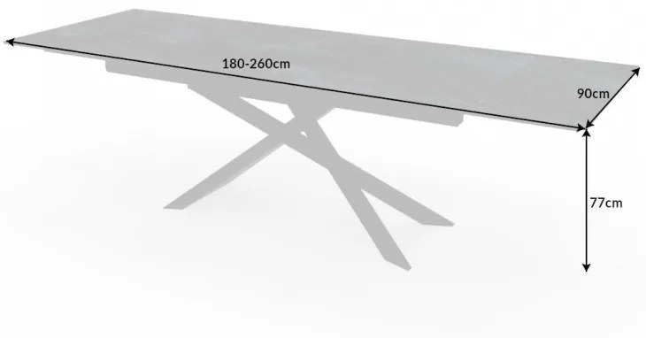 Széthúzható kerámia étkezőasztal Natasha 180-220-260 cm láva
