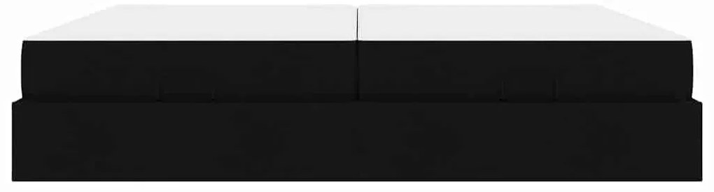 Ágykeret tárolóval Fekete 200 x 200 cm szövet