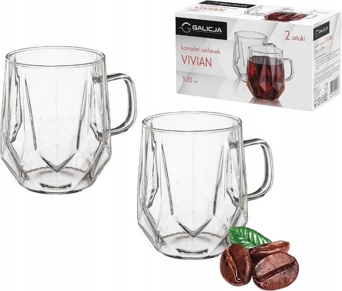 Vivian pohár szett 320 ml 2 db boroszilikát üveg teás kávéhoz