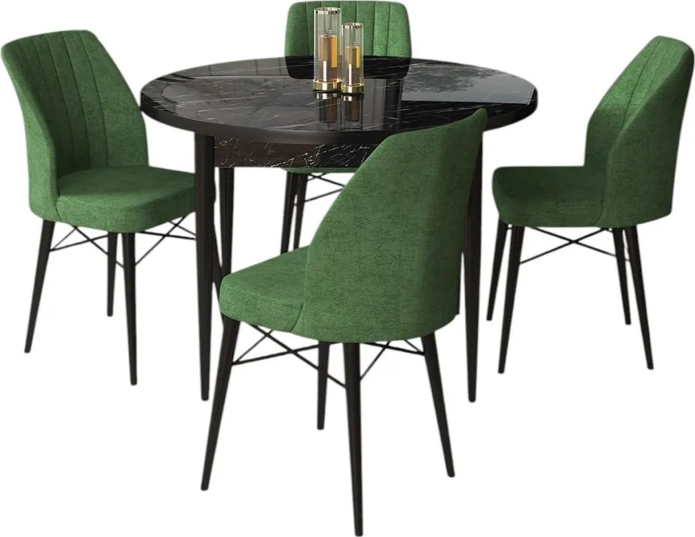 Rox étkezőgarnitúra, fekete márvány-khaki, 90 cm