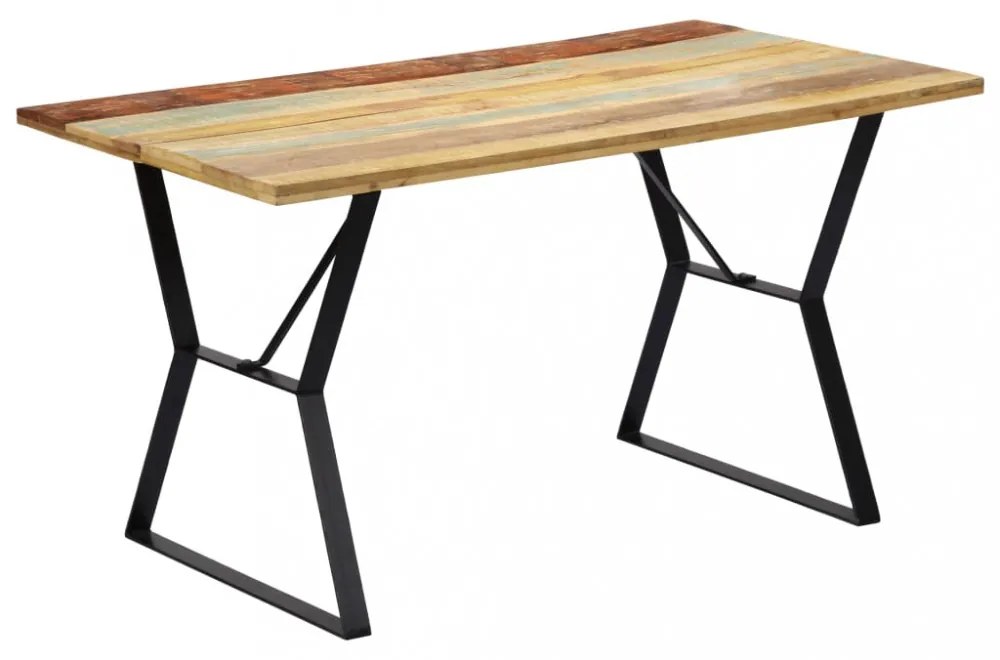 tömör újrahasznosított fa étkezőasztal 140 x 80 x 76 cm