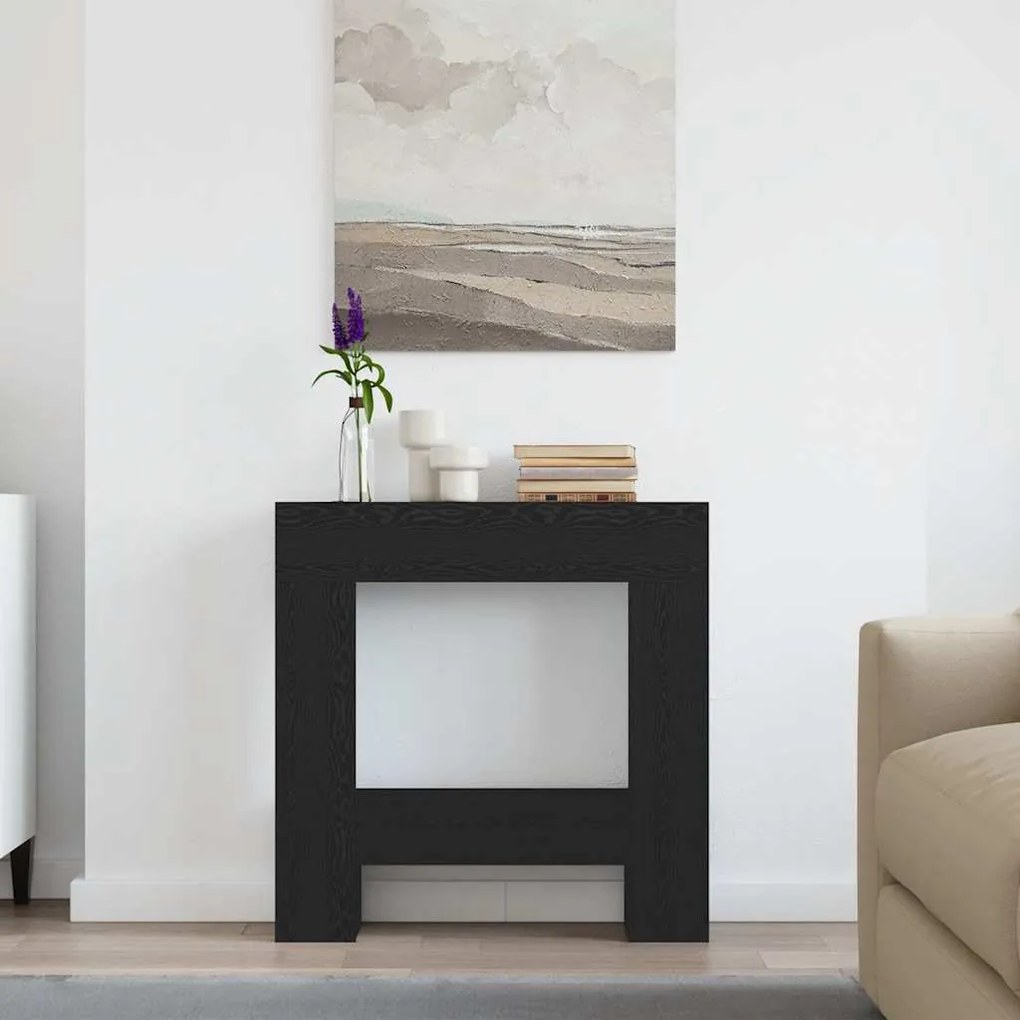 fekete tölgy szerelt fa kandallóburkolat 81 x 18 x 82 cm