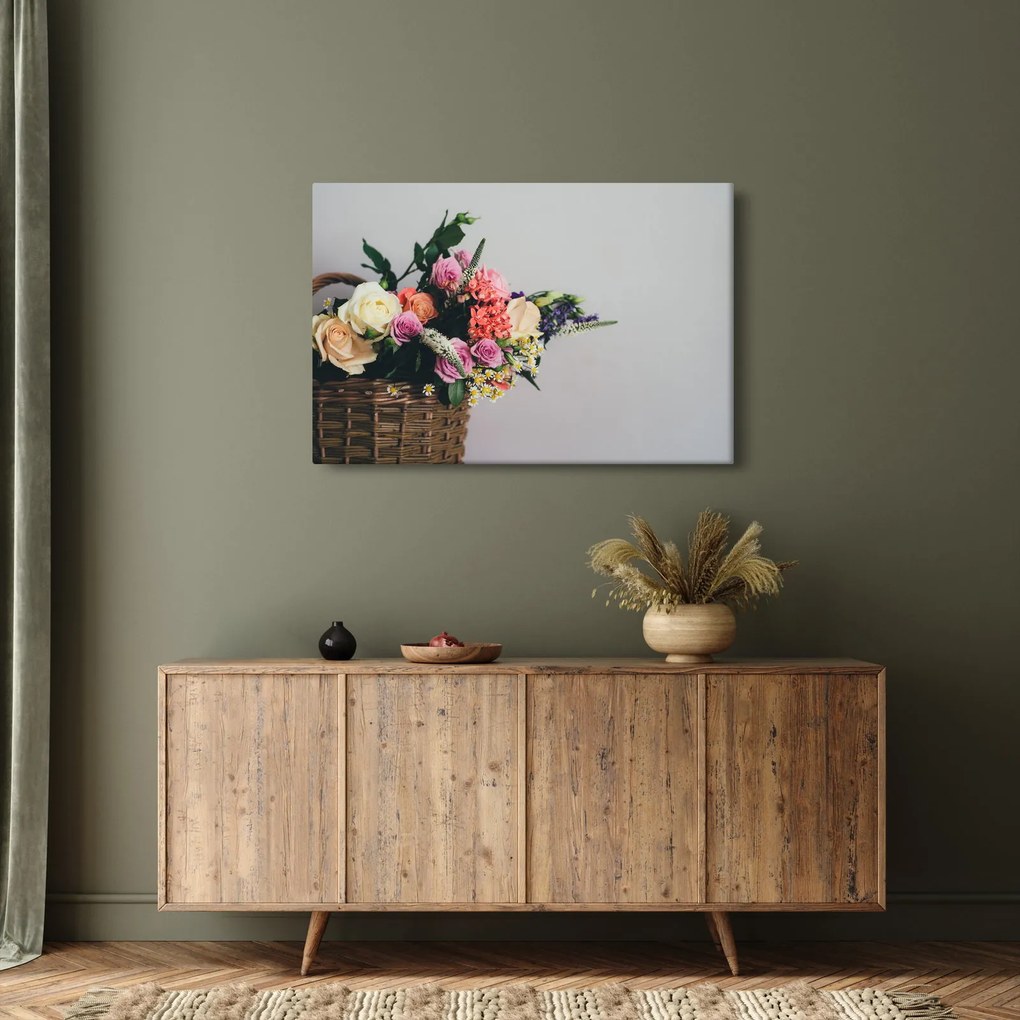 Egy kosár virágokkal képe (90x60 cm)