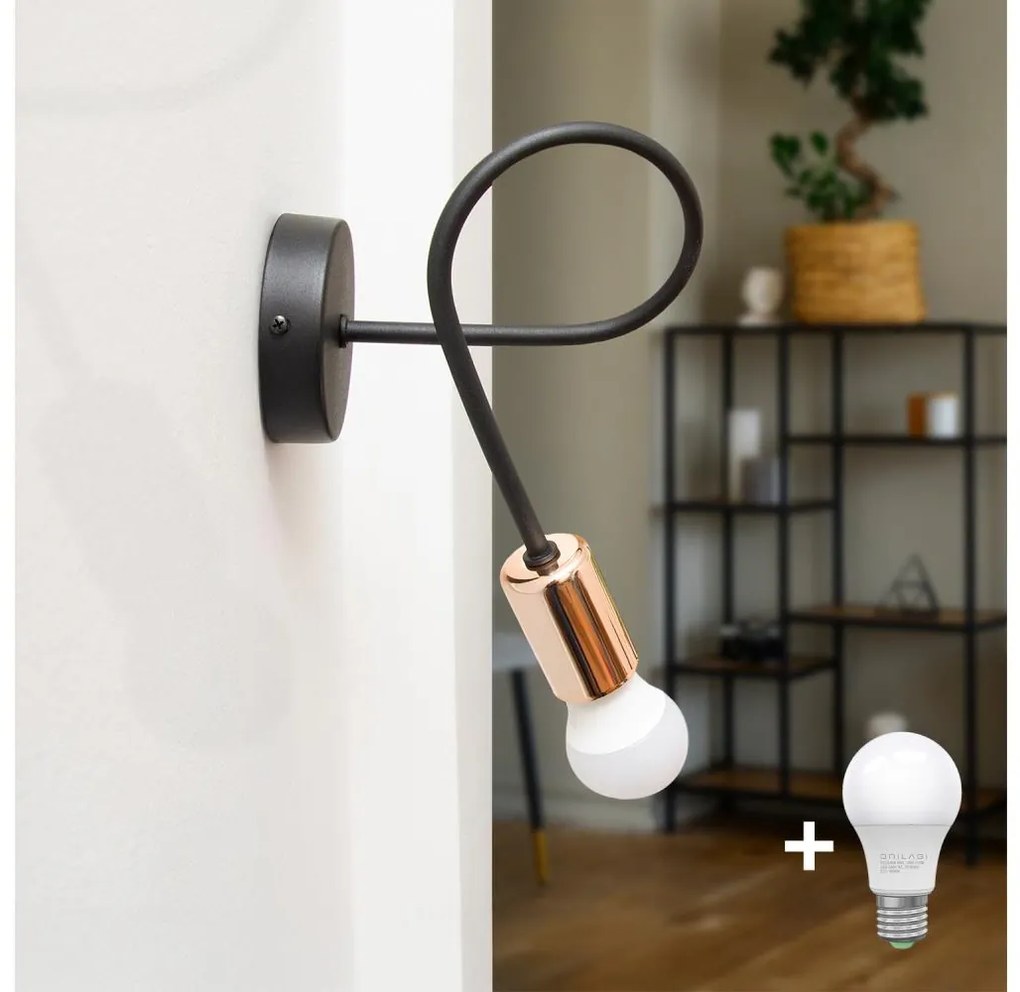 Fali lámpa TUBE 1xE27/15W/230V fekete