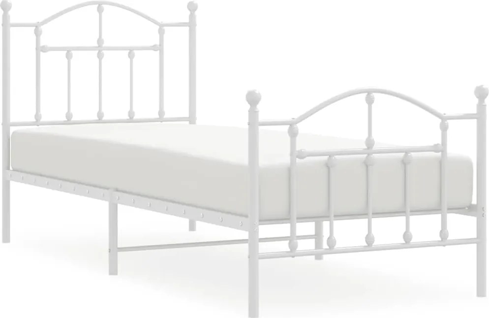 vidaXL fehér fém ágykeret fej- és lábtámlával 90x200 cm