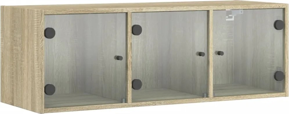vidaXL sonoma tölgy színű faliszekrény üvegajtókkal 102 x 37 x 35 cm