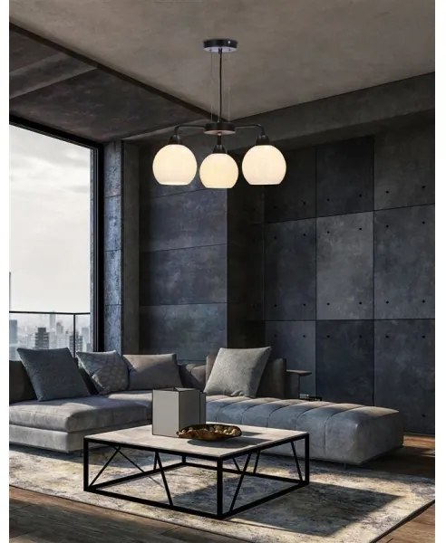 Csillár zsinóron CALDERA 3xE27/60W/230V fekete