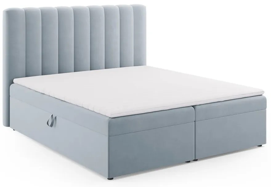 Világoskék boxspring ágy tárolóhellyel 180x200 cm Gina – Milo Casa