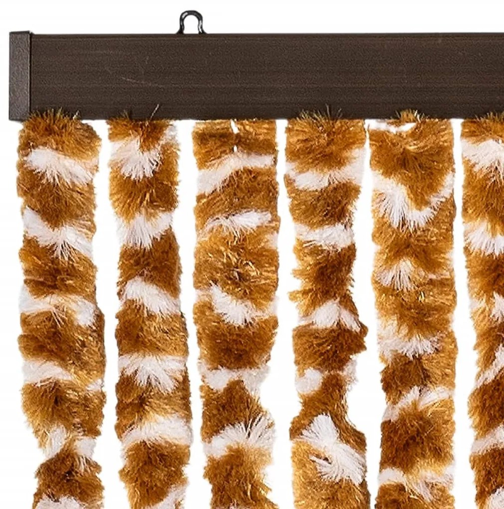 okkersárga és fehér zsenília rovarfüggöny 90 x 200 cm