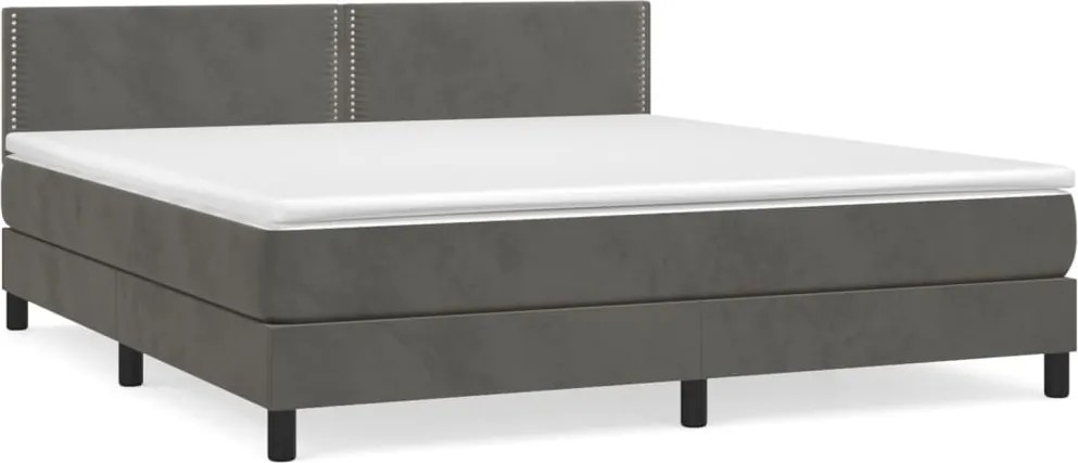 vidaXL sötétszürke bársony rugós ágy matraccal 180x200 cm