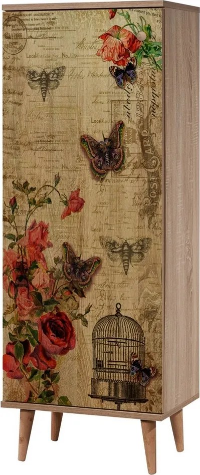 Mega Sonoma Oak Roses cipősszekrény