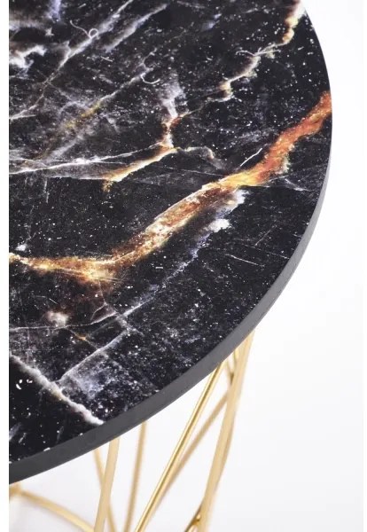 Kávésasztal HARISSA 41x42 cm arany/fekete márvány dekoráció