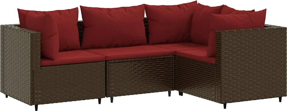 vidaXL 4 részes barna polyrattan kerti ülőgarnitúra párnákkal