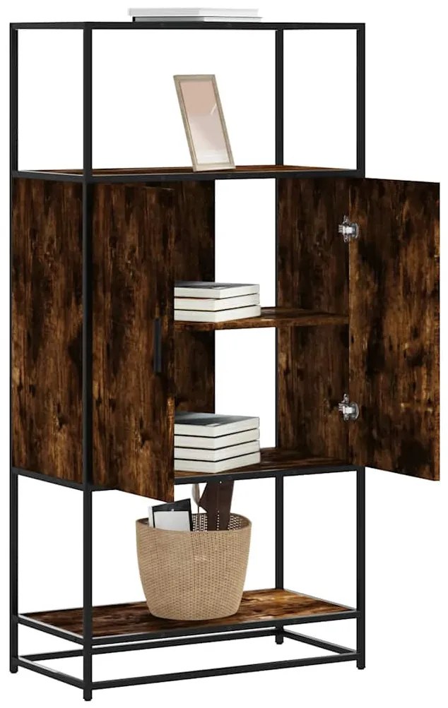 Highboard sonoma tölgy 68x35x139 cm gépelt fa és fém