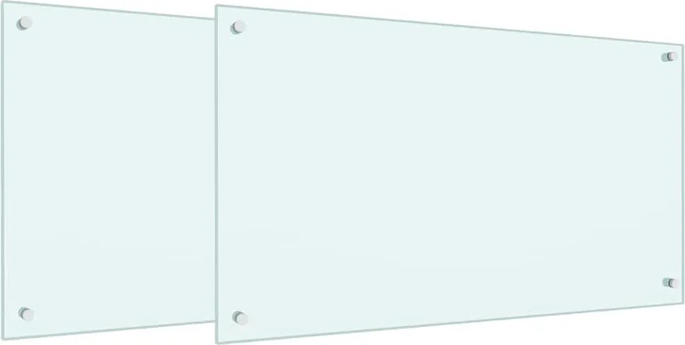 vidaXL Konyhai splashback 2 pcs Fehér 90 x 50 cm edzett üveg