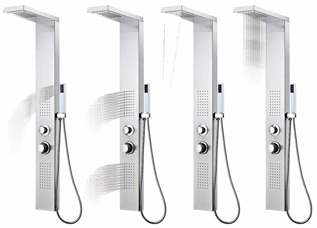 Rozsdamentes acél tusoló panel rendszer szögletes
