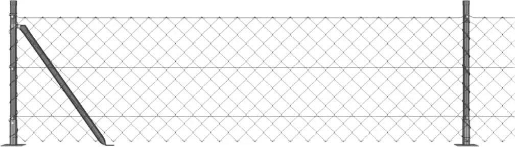 vidaXL Kerítésoszlop Szürke 10 x 0,4 m (60 x 60 mm háló) Acél és PVC