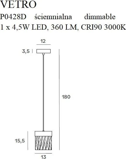 Függeszték Arany VETRO MAXLIGHT P0428D