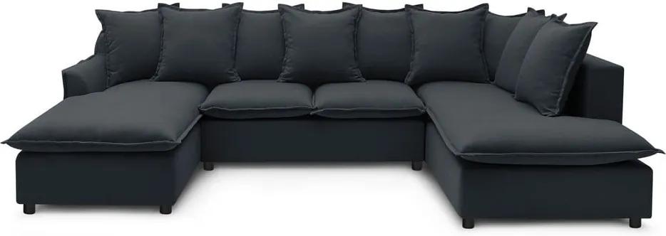 Mona XXL sötétszürke kinyitható U alakú kanapé, bal oldali - Bobochic Paris
