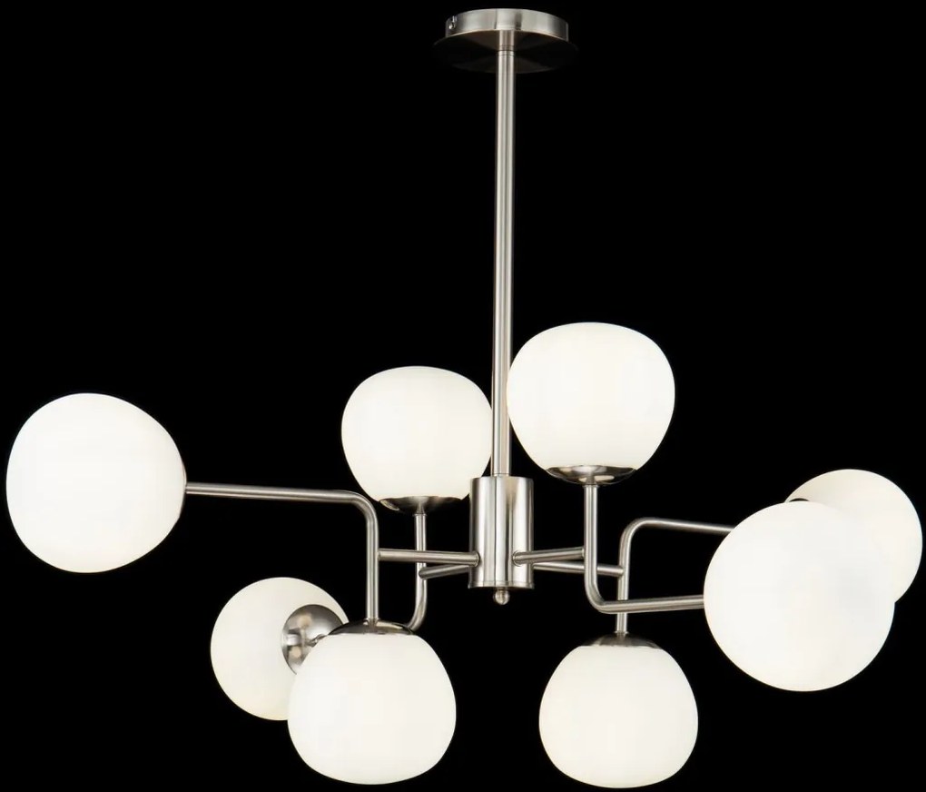 MAYTONI MOD221-PL-08-N ERICH Glamour Függesztett Lámpa Fehér, Nikkel E14 IP20