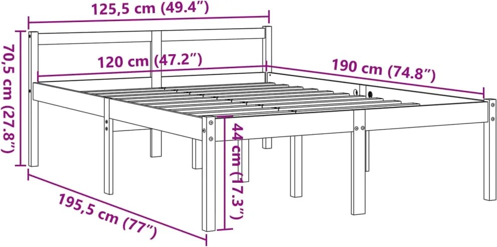 Viaszbarna tömör fenyőfa időseknek való ágy 120 x 190 cm