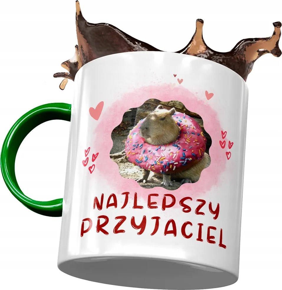 Zöld Kapibara Bögre Születésnap Névnap Ajándék Nyomtatott Fotóval