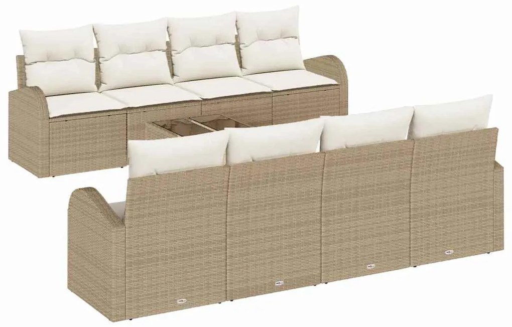 Kerti Kanapé Szett 7 pcs Beige és Fehér 55 x 55 x 37 cm