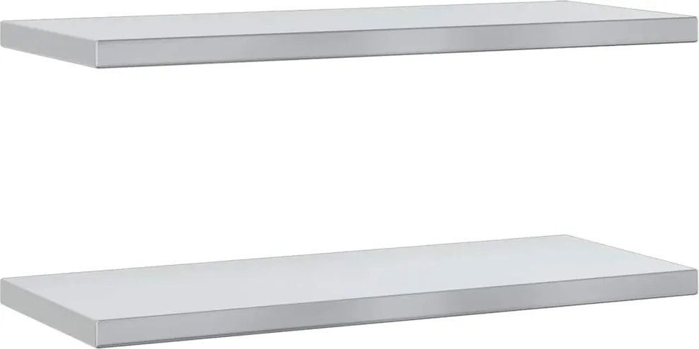 vidaXL 2 db ezüstszínű rozsdamentes acél fali polc 75 x 30 x 3 cm