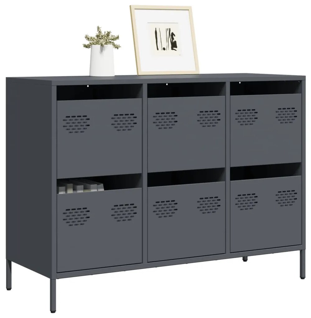 antracit hidegen hengerelt acél tálalószekrény 101,5x39x73,5 cm